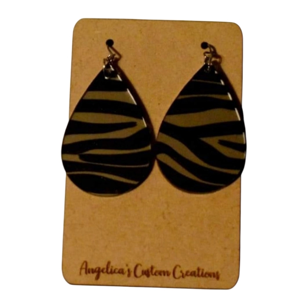 Mirrored Zebra Acrylic Drop Earrings